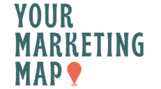 Your Marketing Map logo with a red map pin beside it